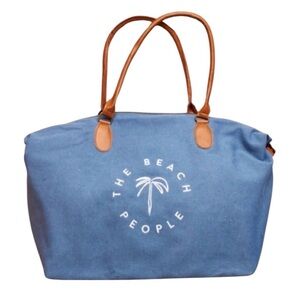 NWT THE BEACH🌴PEOPLE GOLD COAST DENIM BLUE TOTE WEEKENDER DUFFEL BAG💙👜,OS,BNWTIB
